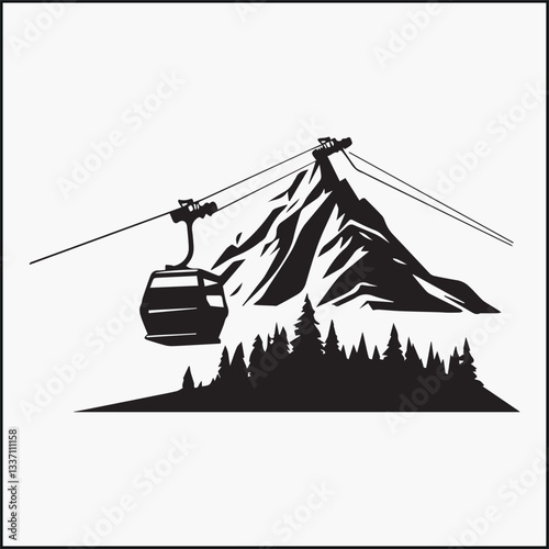 mountain cable car silhouette gondola