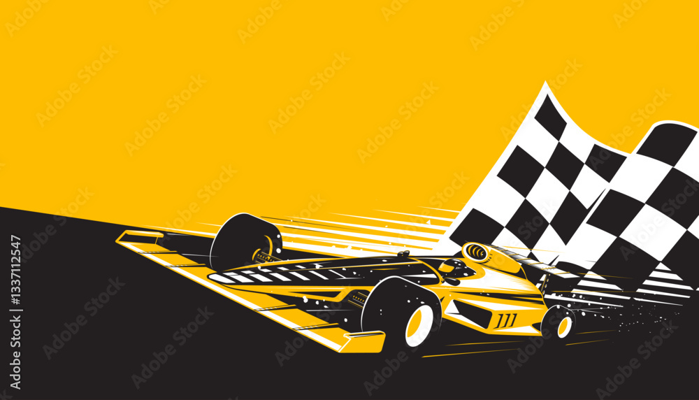 Naklejka premium Motorsport car racing on abstract background design. Sport race