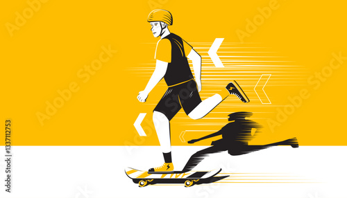 Skateboarder in action background. Extreme sport 