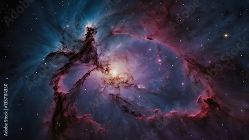 Cosmic Nebula with Vibrant Galactic Colors Background
