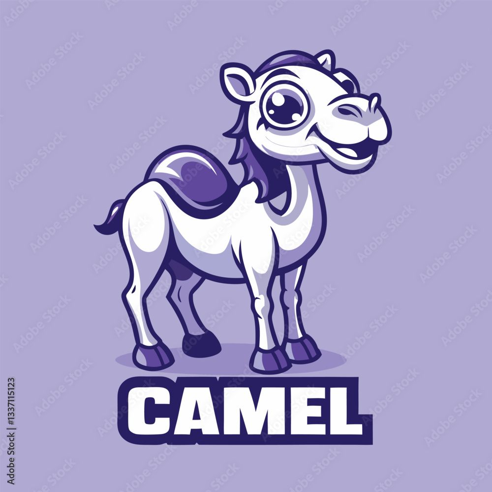 Obraz premium Amusing Cartoon Depicting a Smiling Camel with Its Hump