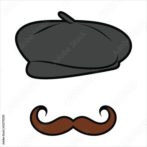 Foto French artist icon with a mustache and beret