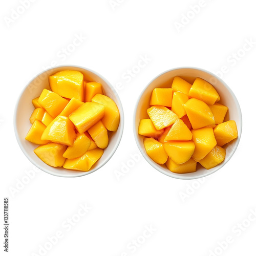 Two bowls of juicy mango chunks a sweet and refreshing treat
