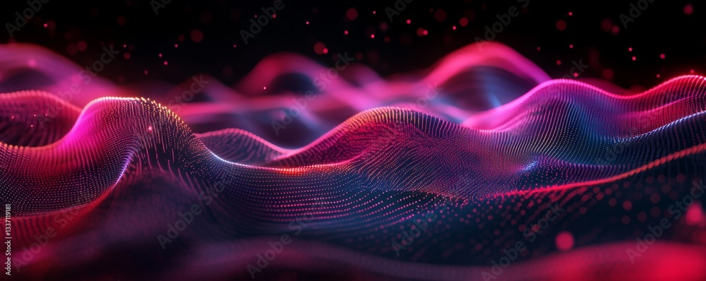 Abstract, vibrant, dynamic, undulating, digital landscape