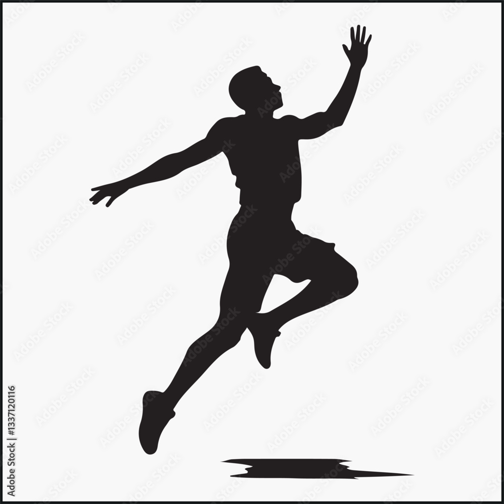 Athlete Long Jump Impact silhouette vector Athlete Long Jump Impact silhouette vector