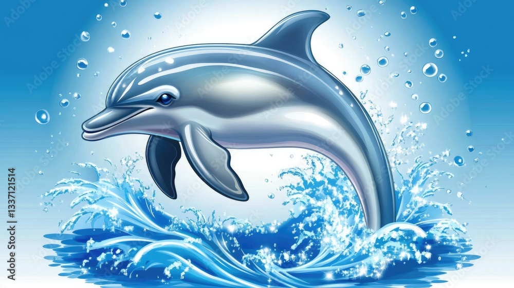 Obraz premium Playful Dolphin Leaping Through Ocean Waves