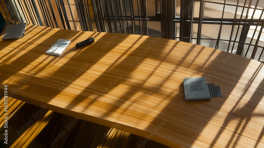 Obraz premium Modern Empty Home Office Room Interior With Blank Wall, Computer, Table, Bookshelf Mockup Frame -Ai