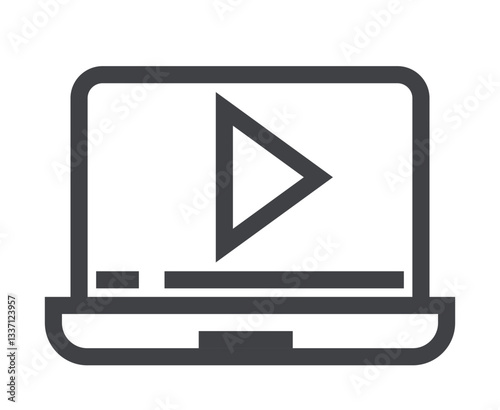 Online learning monitor laptop isolated icon concept illustration
