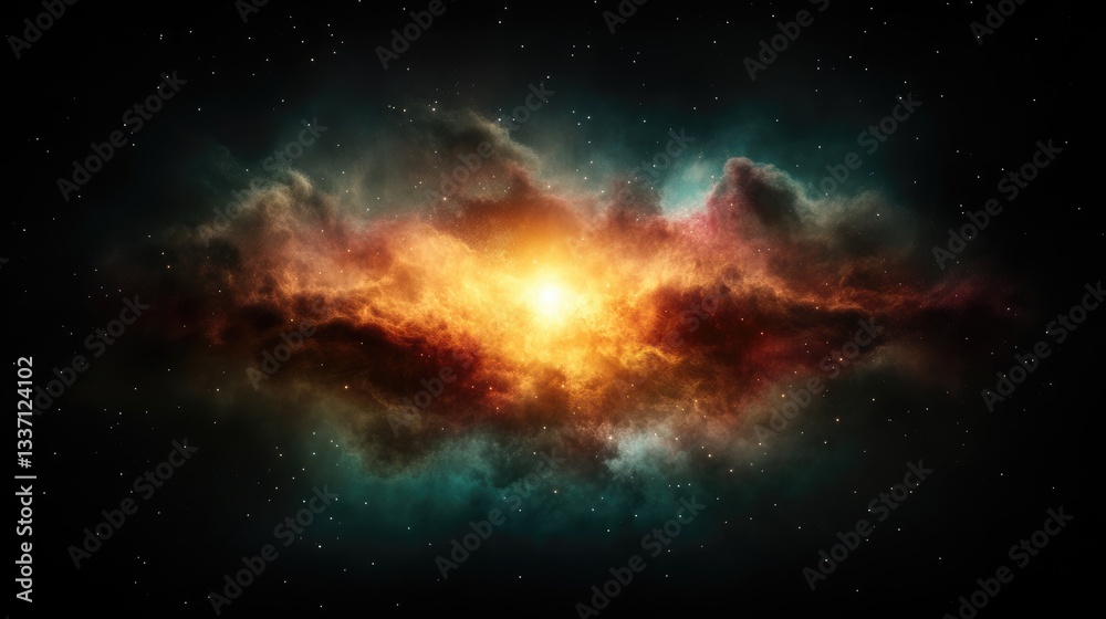 Cosmic gas cloud with bright supernova core Cosmic gas cloud with bright supernova core