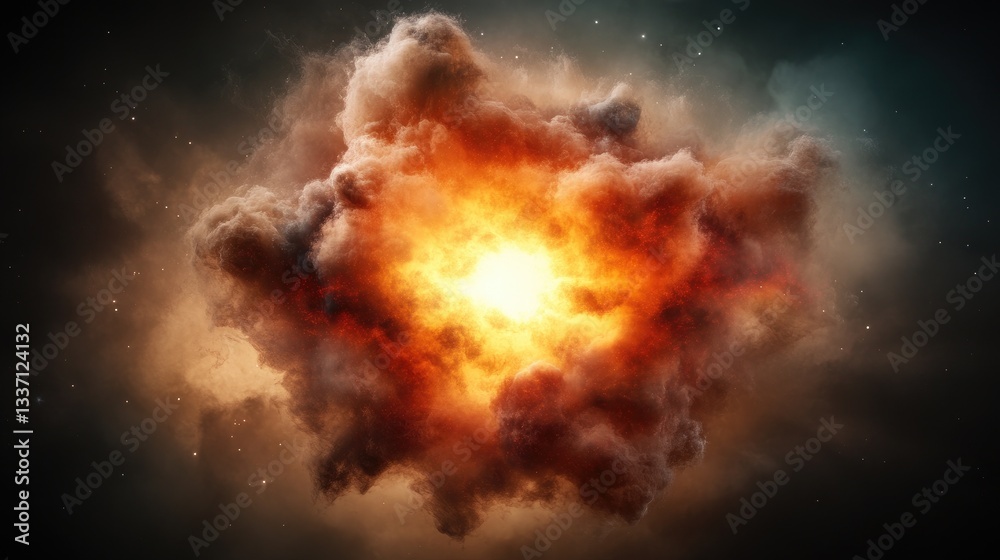Fototapeta premium Cosmic gas cloud with bright supernova core