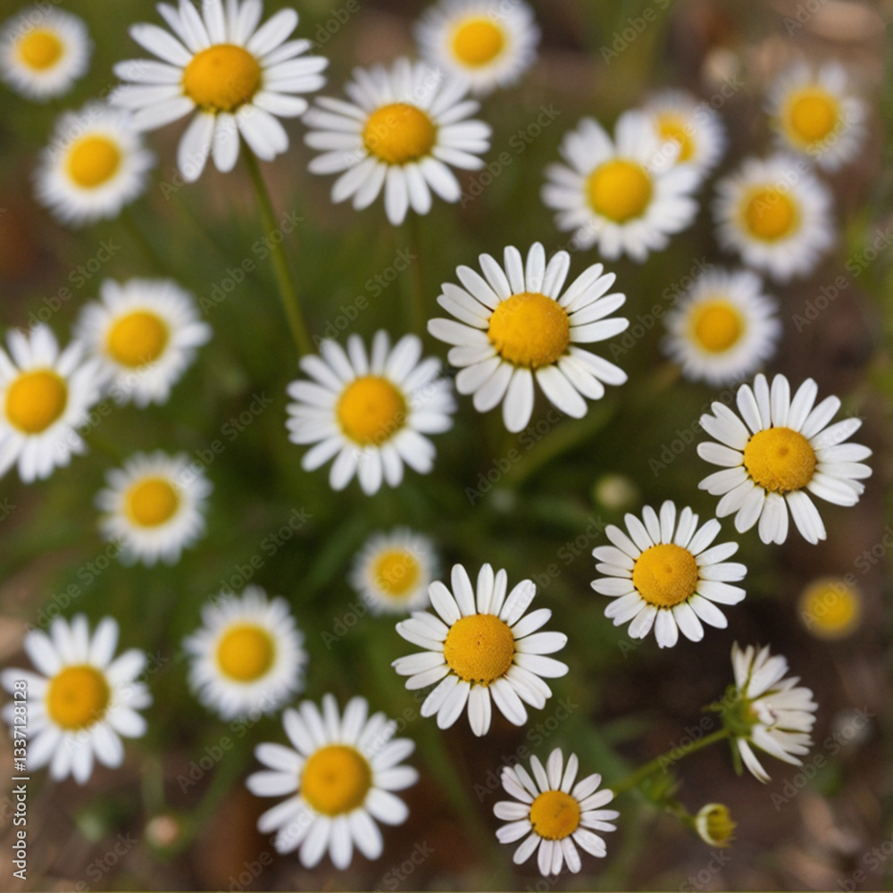 A field of beautiful daisies blooming under the sunlight. A field of beautiful daisies blooming under the sunlight.