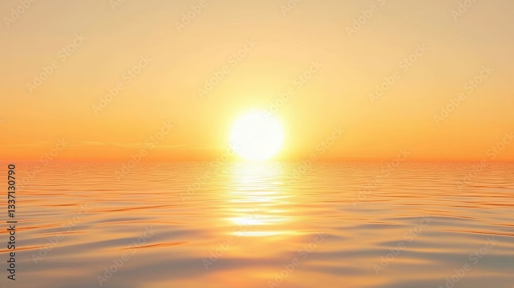 Fototapeta premium Golden Sunset Over Calm Ocean Waters