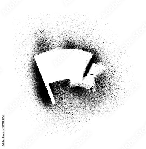 Small Flag Banner Stencil Frame Grunge Spray Paint Stroke Vector