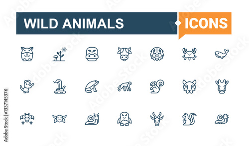 Canvas Print Wild Animals line icon