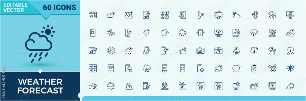 Weather Forecast related icon. It contains symbols to storm, snow, thunder, season, windy and more. Vector outline and solid icons collection. Cloud icon. Pixel perfect. Editable vector. Weather Forecast related icon. It contains symbols to storm, snow, thunder, season, windy and more. Vector outline and solid icons collection. Cloud icon. Pixel perfect. Editable vector.