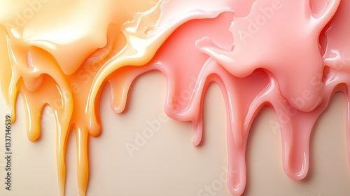 Melted candle wax background with dripping patterns in soft hues