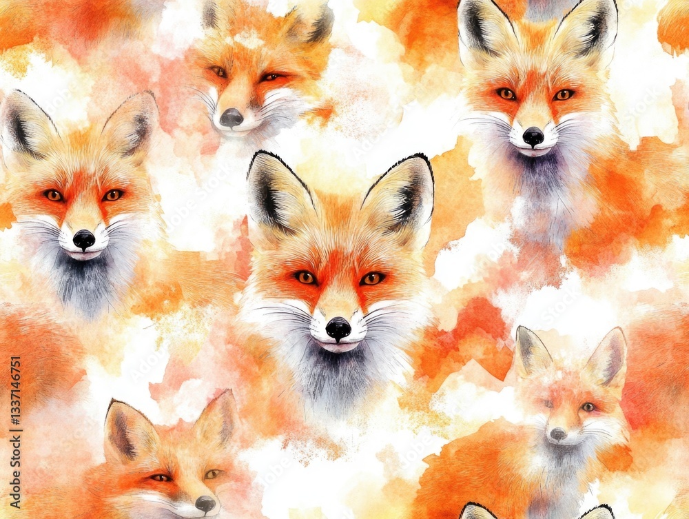 Fototapeta premium Fox Pattern Wallpaper