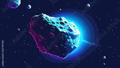 Pixel art asteroid