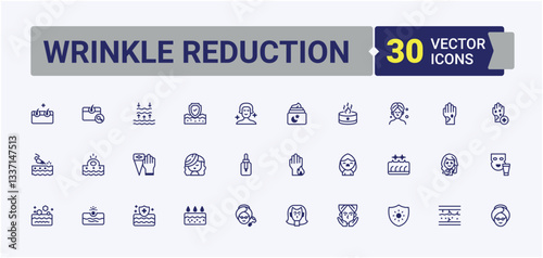 Wrinkle Reduction linear icon collection. Containing facial, skin, care, dermatology and more. Wrinkles And Skin icon. Minimal icons collection. Pixel perfect. Vector line and solid icons.