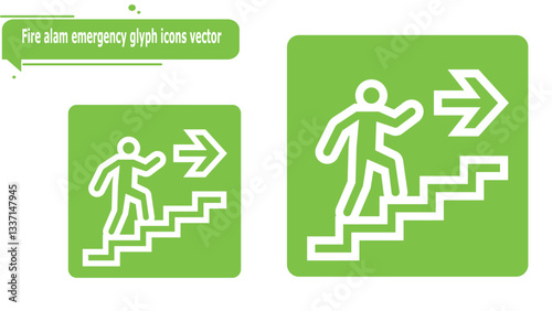 Fire alam emergency glyph icons vector