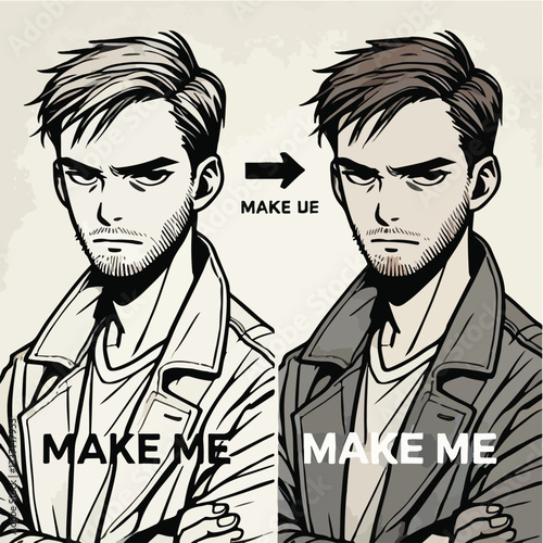 cool and cynical male character vector