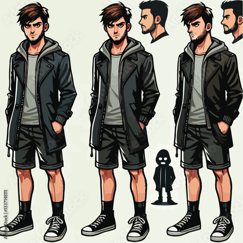 cool and cynical male character vector