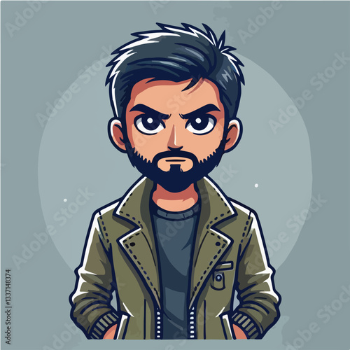 cool and cynical male character vector