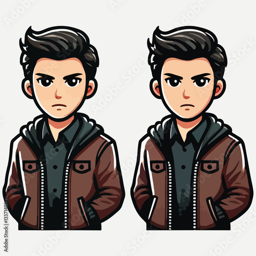 cool and cynical male character vector
