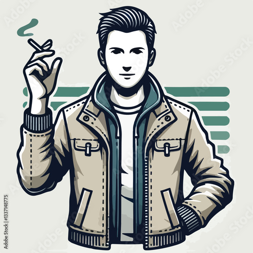cool and cynical male character vector