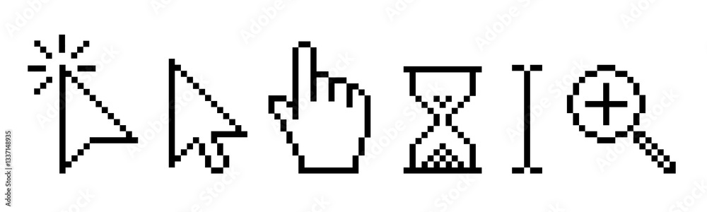 Pixel cursor icon set, mouse click cursor Pixel cursor icon set, mouse click cursor