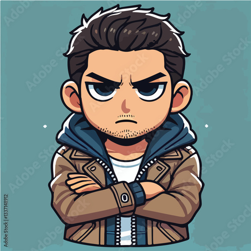 cool and cynical male character vector