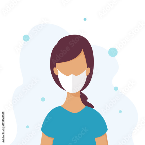 Girl with protective medical mask on face for prevent virus. Sanitary operator in surgical mask. 
