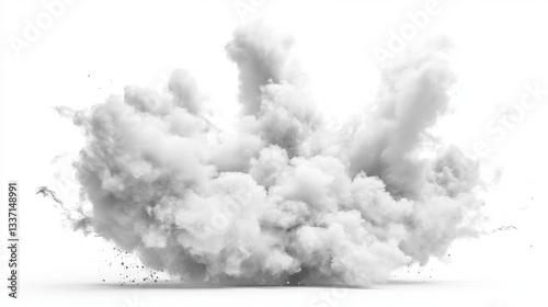 White cloud, weather meteo icon realistic vector illustration. Fluffy cirrus cumulus cloud, isolated on transparent background. Realistic element for weather forecast photo