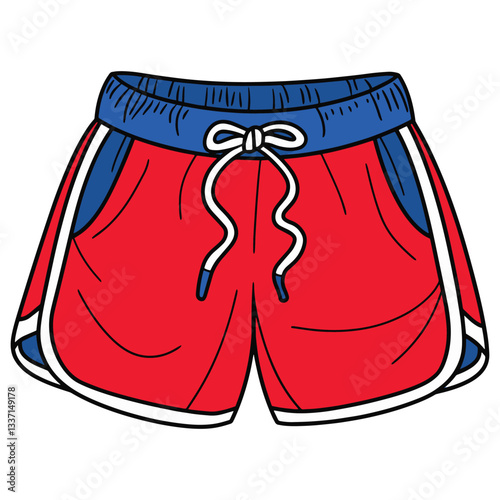 Men comfortable summer shorts, stylish and casual. Ideal for warm weather fashion, isolated on a white background. Perfect for summer outfits and beachwear designs.