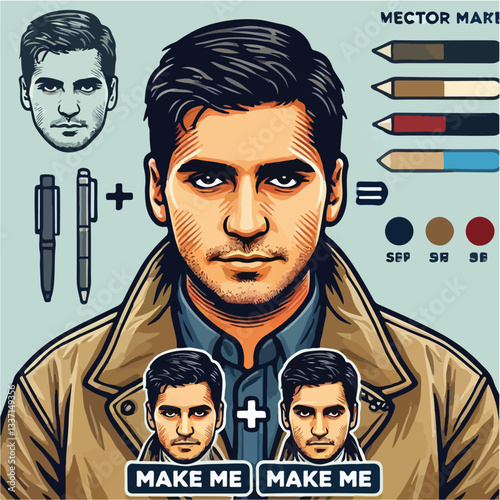 cool and cynical male character vector