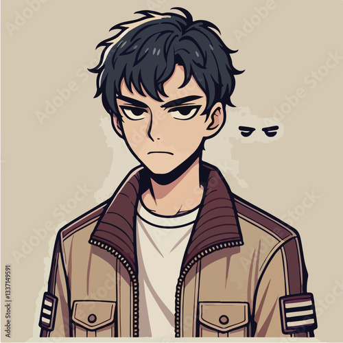 cool and cynical male character vector