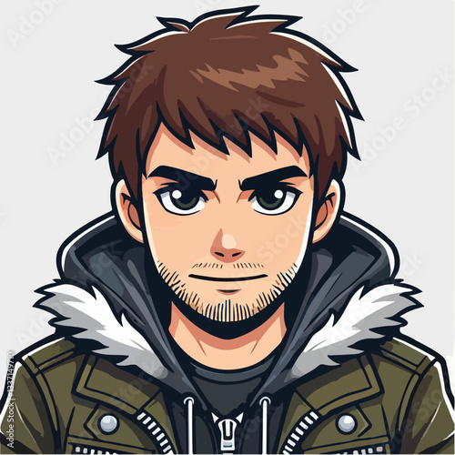 cool and cynical male character vector