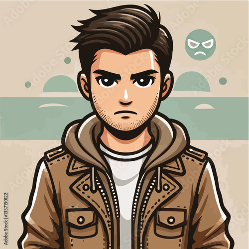 cool and cynical male character vector