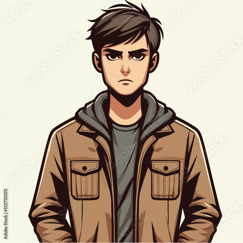 cool and cynical male character vector