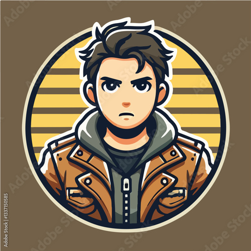 cool and cynical male character vector