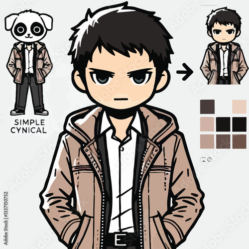 cool and cynical male character vector