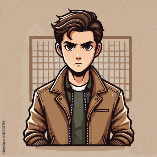 cool and cynical male character vector