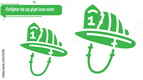 Firefighter hat cap glyph icons vector