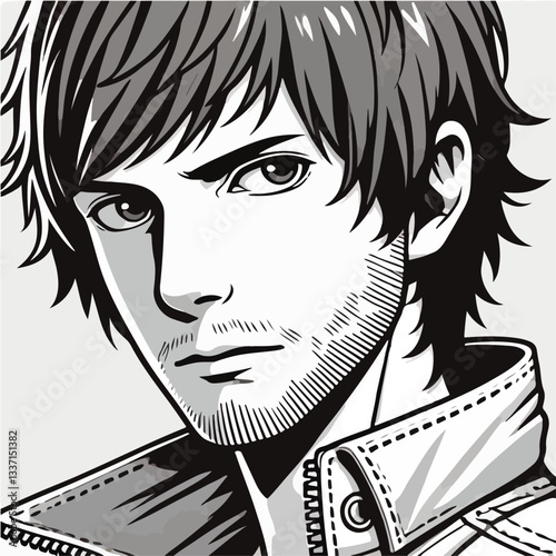 cool and cynical male character vector