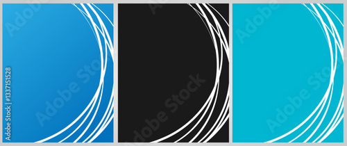 Cover background set | Frame design with right side texture effect | Abstract creative premium vector background for flyer, decoration, greeting, card, brochure with blue, whtie, black color