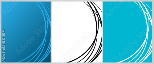 Cover background set | Frame design with right side texture effect | Abstract creative premium vector background for flyer, decoration, greeting, card, brochure with black-blue-white color