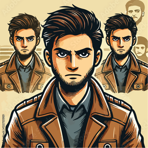 cool and cynical male character vector