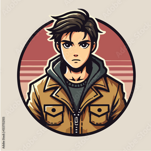 cool and cynical male character vector