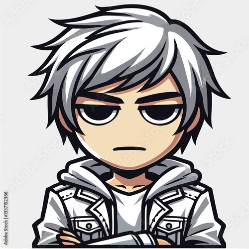 cool and cynical male character vector