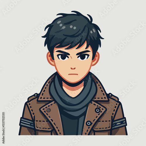 cool and cynical male character vector